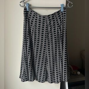 TanJay Black and White Geometric A-Line Skirt